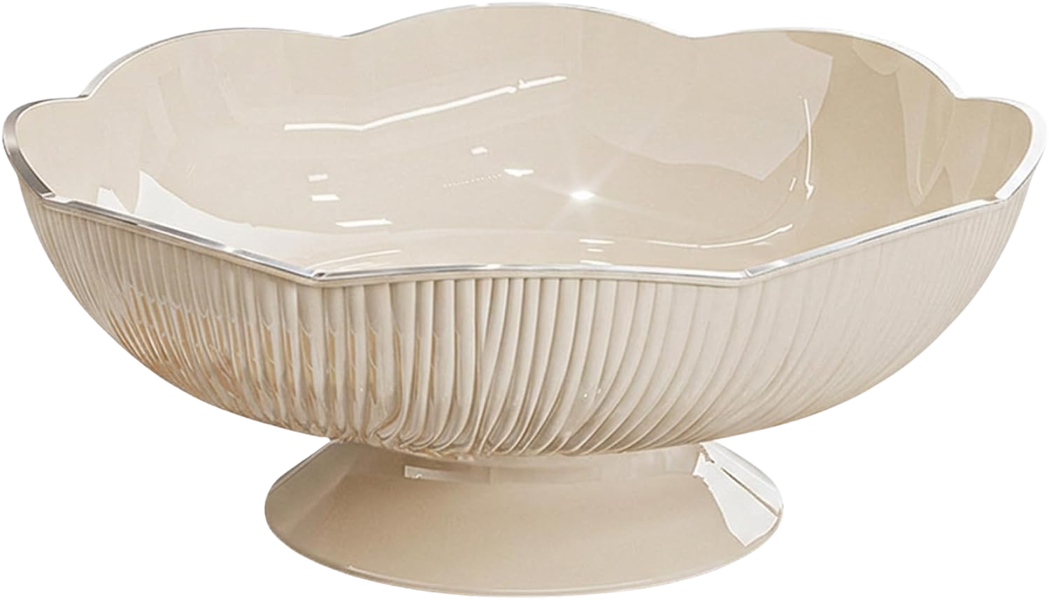 Obstschale auf Sockel mit Abflusslöchern, große dekorative Schale für die Küchentheke, cremeweißes Blumendesign, weiße Obstschale, auf Sockel, große dekorative Schale, Sock