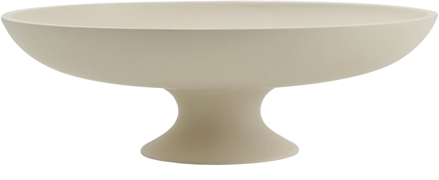 Cremefarbene Betonschale mit Fuß, 29 cm – Moderne Dekoschale & Obstschale, große Schlüsselschale und Ablage für Küche, Flur, Wohnzimmer, Couchtisch und Esstisch