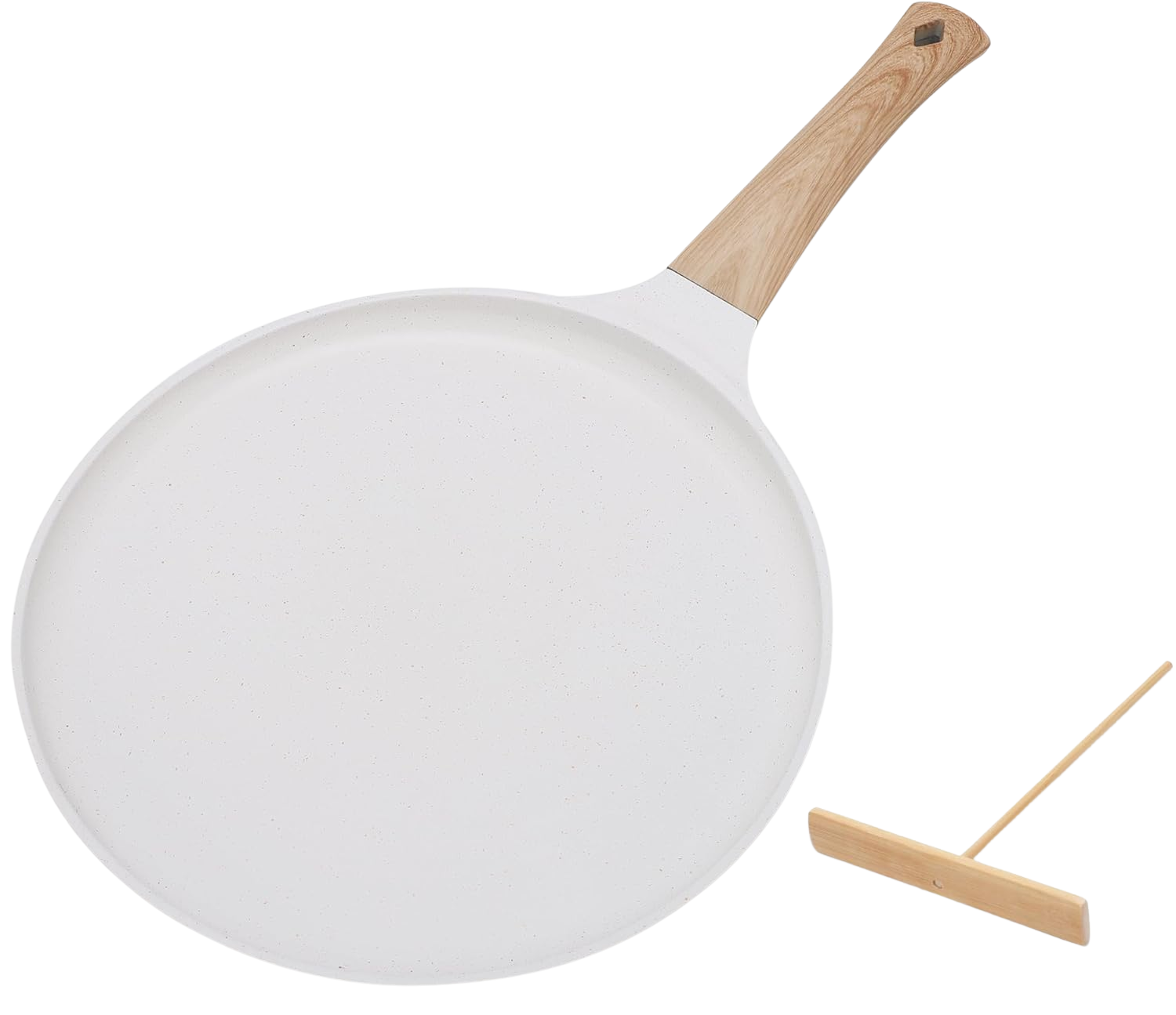 Crepe Pfanne 20cm, Antihaftpfanne Omlettenpfanne Pfannkuchenpfanne Induktion Pancake Pfanne Kompatibel Mit Allen Herdarten, Holzgriff (Weiß)