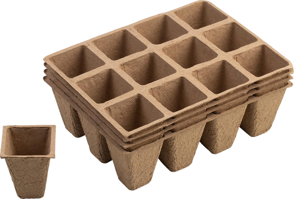 Meister Anzuchttöpfe 4 x 4 cm - Praktisches Set mit 48 Stück - Aus Papierzellstoff - Biologisch abbaubar / Pflanztopf / Saattopf / Pflanzenanzucht / WU9968290, Natur